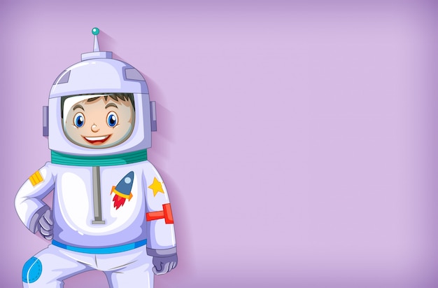 Free Vector plain background template with happy astronaut smiling