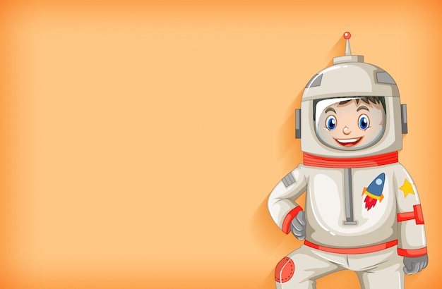 Free Vector plain background template with happy astronaut smiling