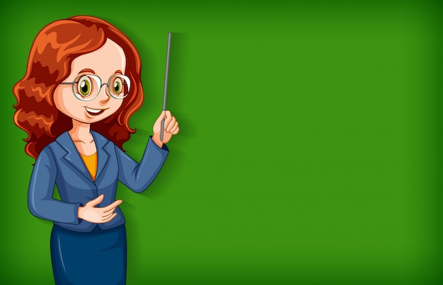 Free Vector plain background with female teacher with stick