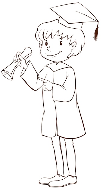 A plain drawing of a boy graduating