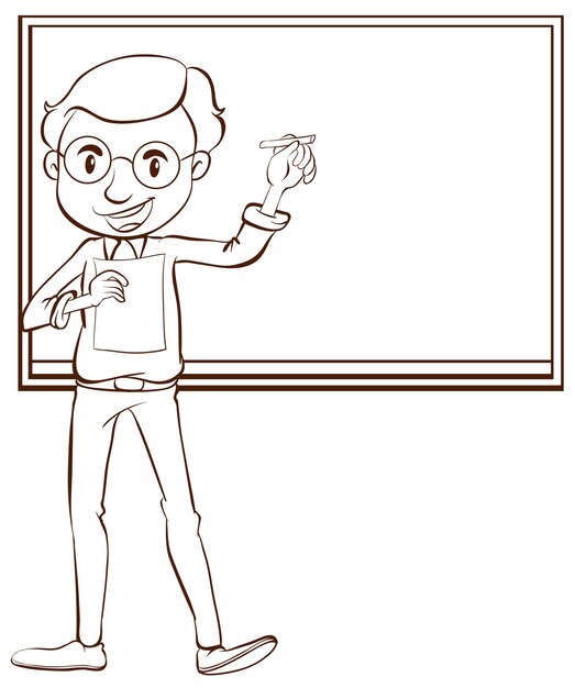 A plain drawing of a male teacher