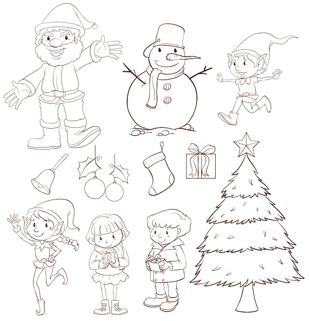 Free Vector a plain sketch of a christmas celebration