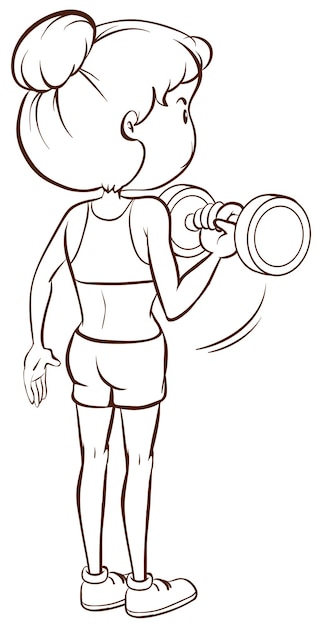 Free Vector a plain sketch of a lady training