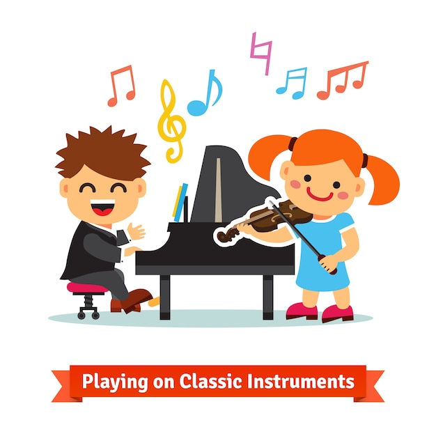 Free Vector plaing on classic instruments