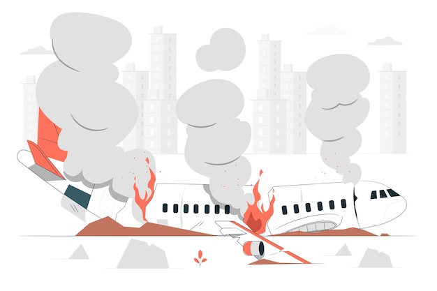 Free Vector plane crash concept illustration