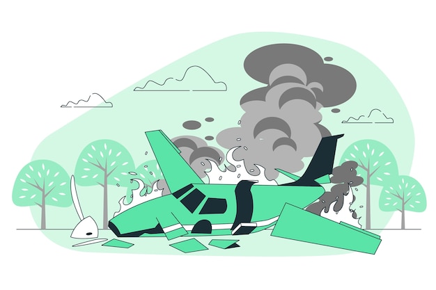 Free vector plane crash concept illustration