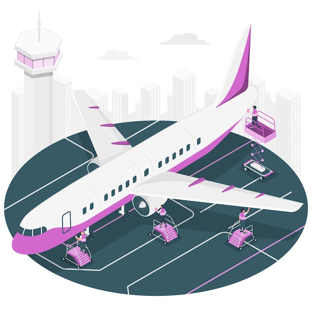 Free vector plane service concept illustration