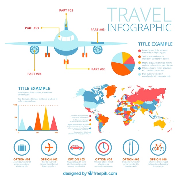 Plane and  travel infographic elements