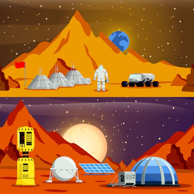 Free Vector planet colonization banners