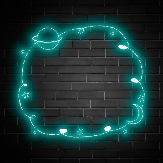 Free Vector planet space neon frame vector green