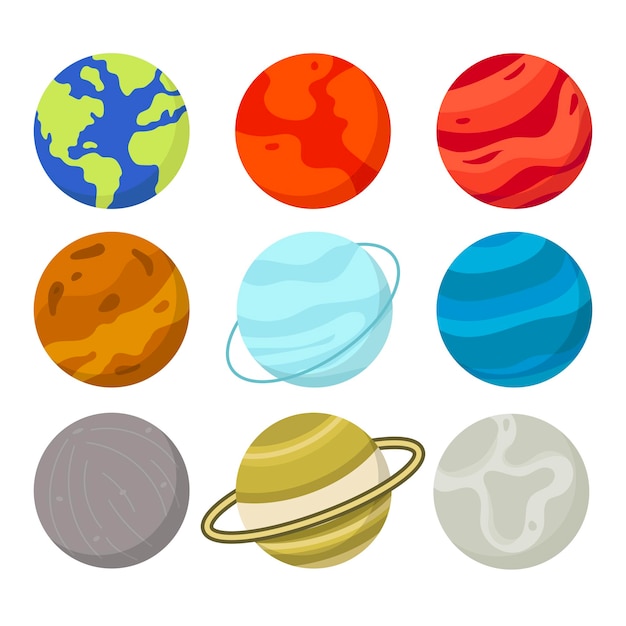 Free Vector planets flat style