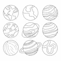 Free vector planets outline style