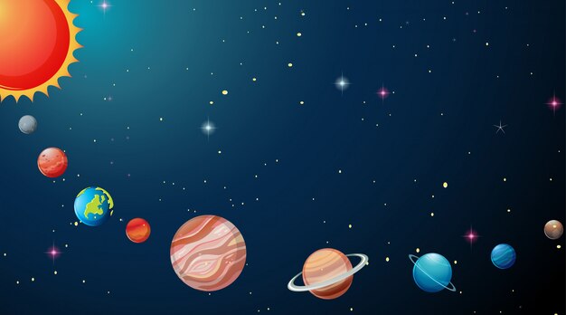 Planets in solar system background