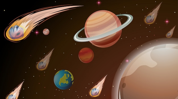 Free Vector planets in space scene or background