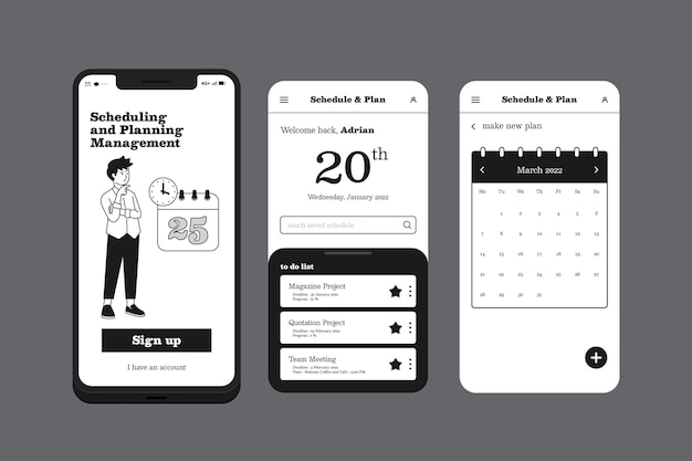 Planning management mobile phone app