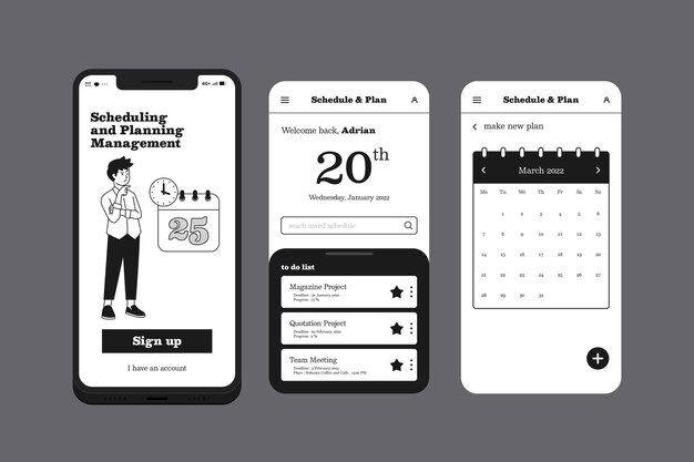 Planning management mobile phone app