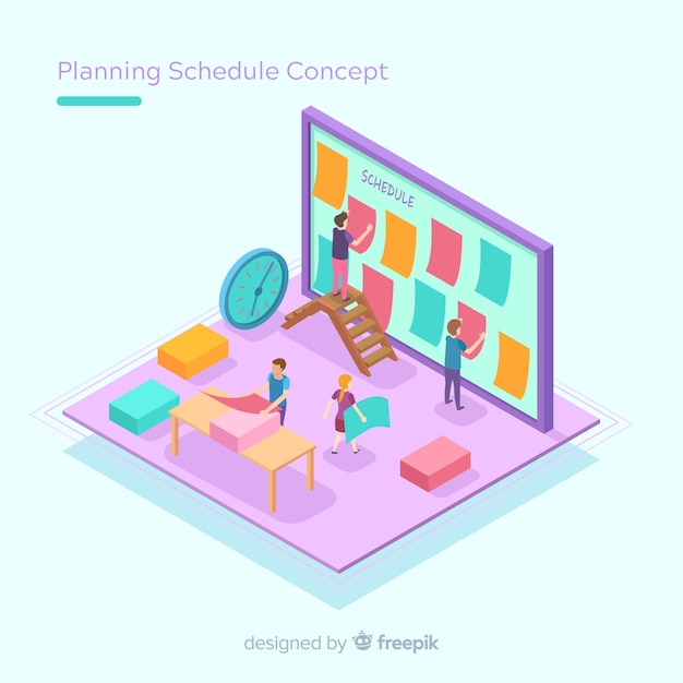 Planning schedule concept with isometric perspective