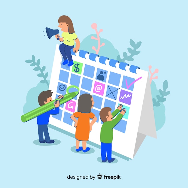 Planning schedule concept with isometric perspective