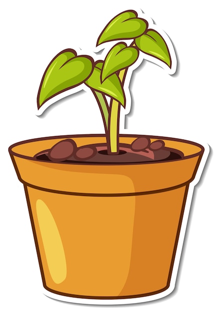 Free Vector plant in a pot sticker on white background