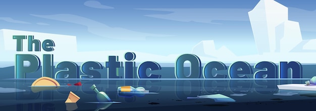 Free Vector plastic ocean pollution arctic trash banner