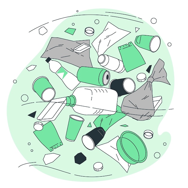 Plastic pollution concept illustration