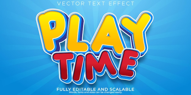 Free vector play time text effect editable cartoon and funny text style