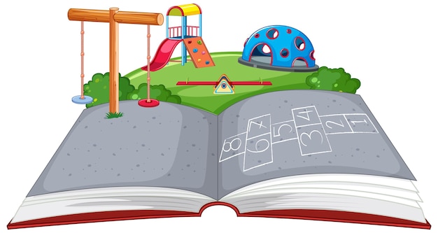 Free Vector playground emerging from open book