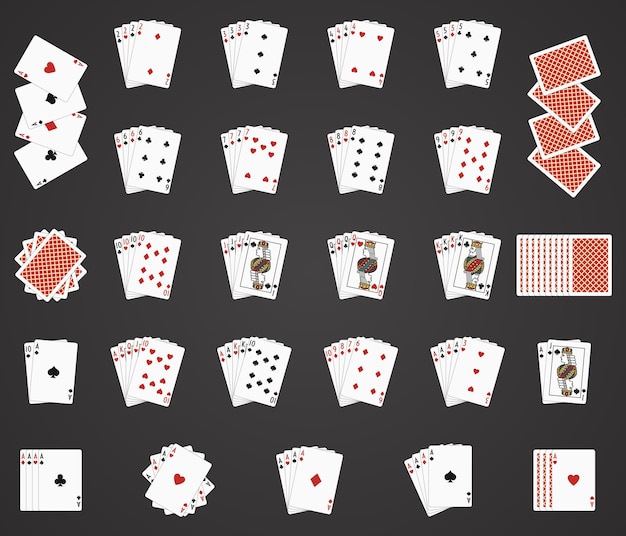 Free Vector playing cards icons. playing cards sets, poker hand playing cards and playing cards deck illustration