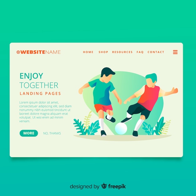 Playing sports  together landing page