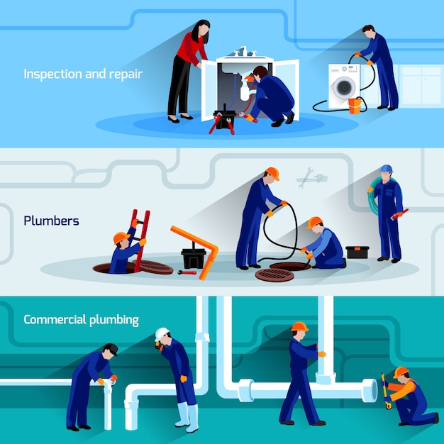 Plumber horizontal banner set