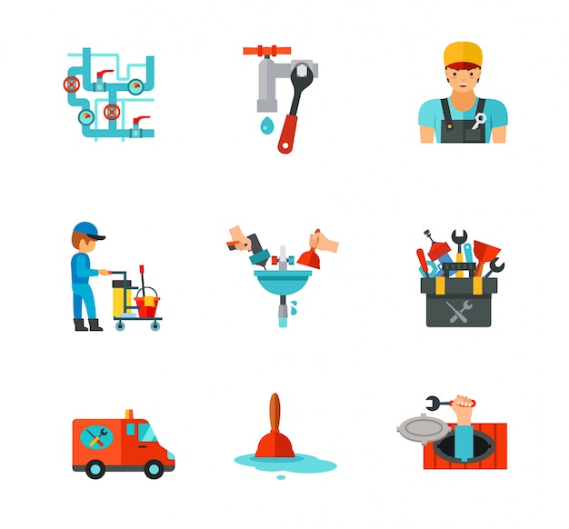 Plumber icon set