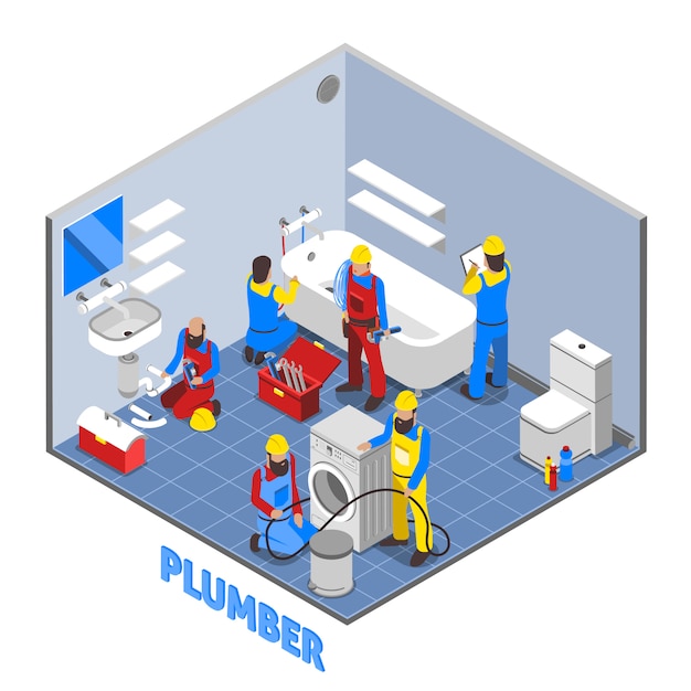 Free Vector plumber isometric composition