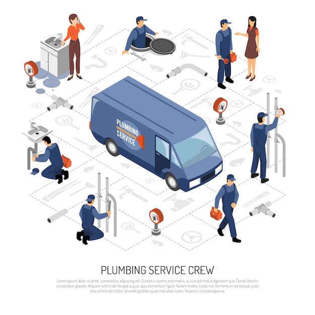 Free vector plumber isometric concept