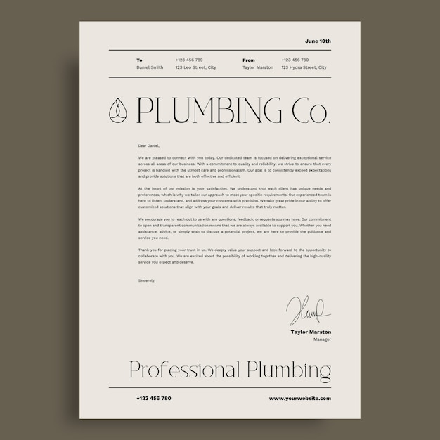 Plumber letterhead logo design