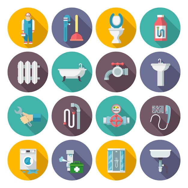 Free vector plumbing icons set