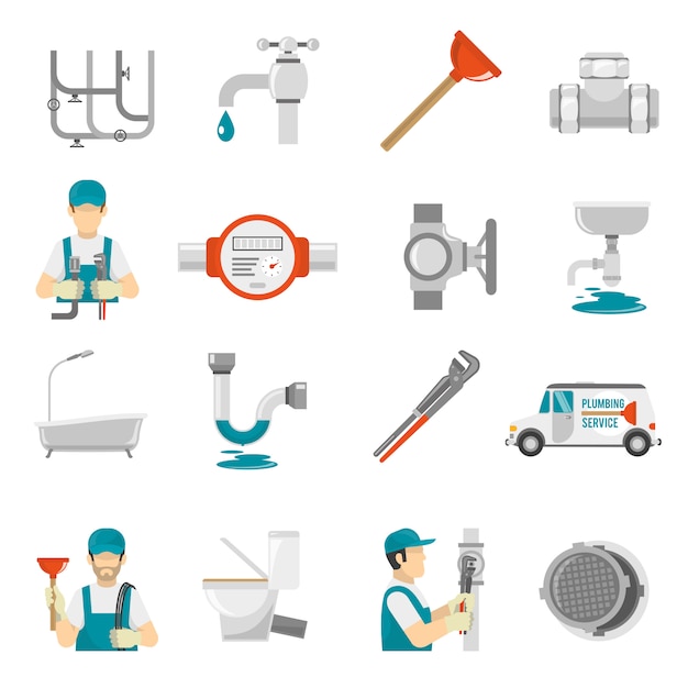 Free Vector plumbing icons set