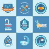 Free vector plumbing labels icons set