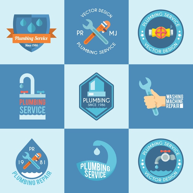 Free Vector plumbing labels icons set