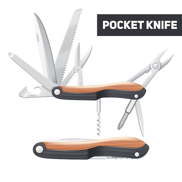 Pocket multifunctional knife with scissors screwdriver opener and corkscrew