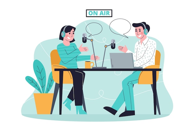 Free Vector podcast concept illustration