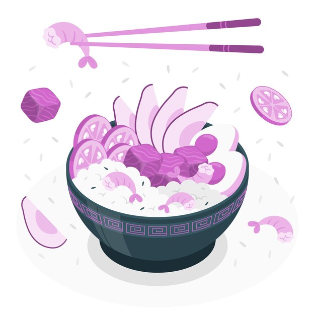 Poke bowl concept illustration