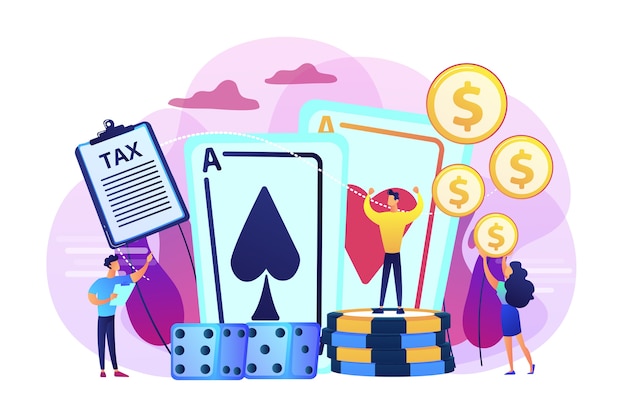 Free Vector poker player, lucky casino winner flat   character. gambling income, taxation of gambling income, legal wagers operations concept.