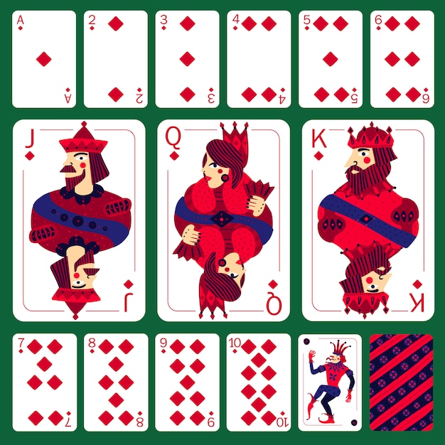 Free Vector poker playing cards diamond suit set