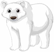 Free vector polar bear cartoon character on white background