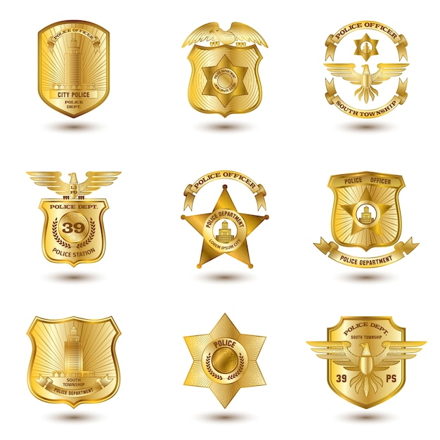 Free Vector police badges gold