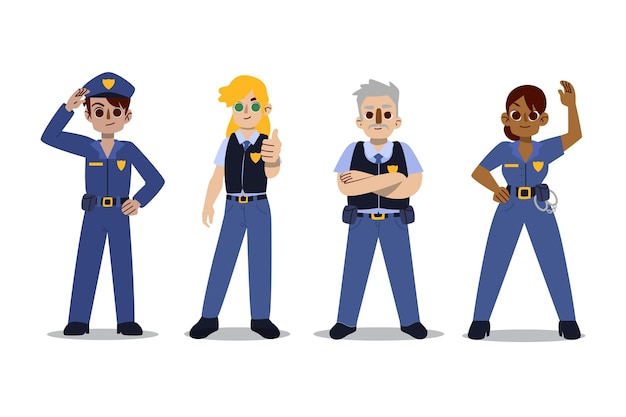 Free Vector police character collection