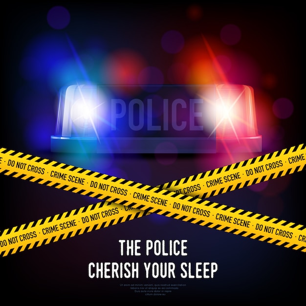 Free vector police crime tape and siren