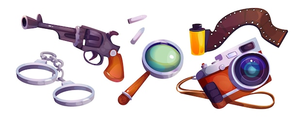 Free Vector police detective equipment set