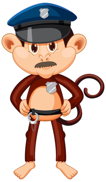 Free Vector police monkey cartoon character