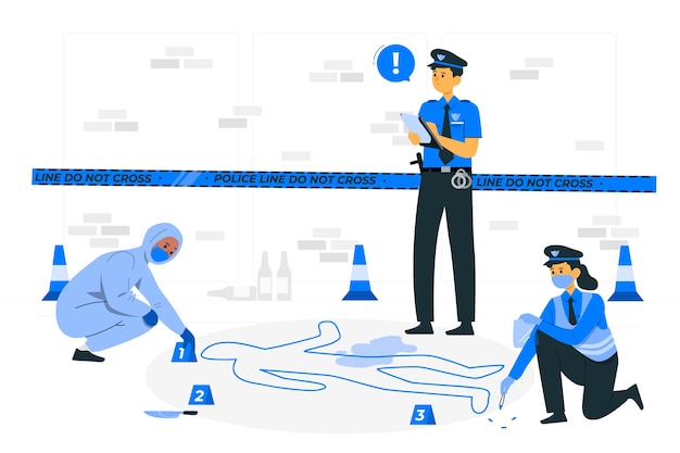 Free vector police officers at the crime scene concept illustration